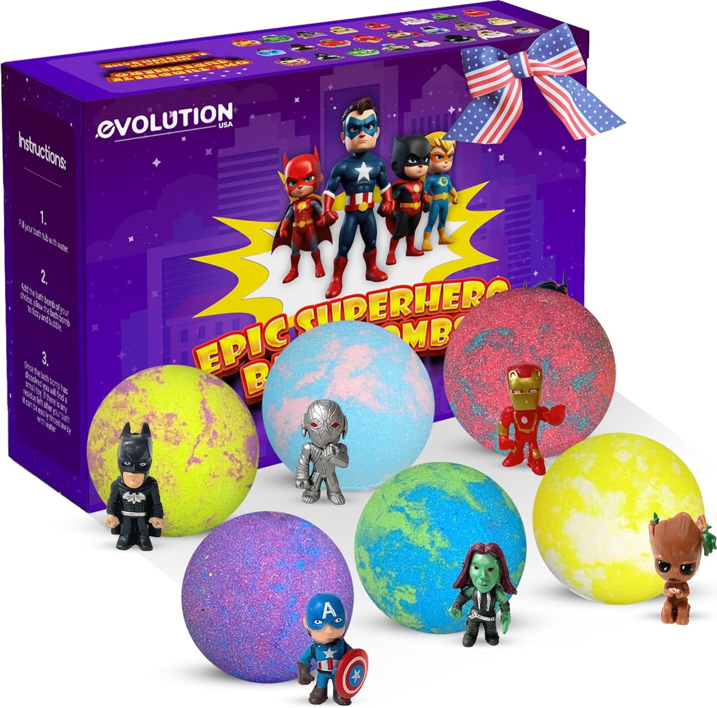 Epic Superhero Bath Bombs for Kids with Surprise Toys Inside