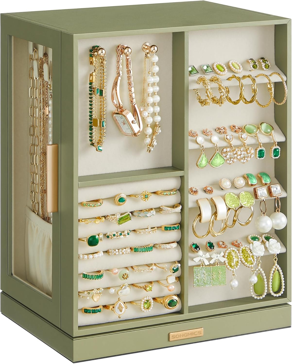 360 Rotating Jewelry Box with 5 Drawers for Elegant Storage
