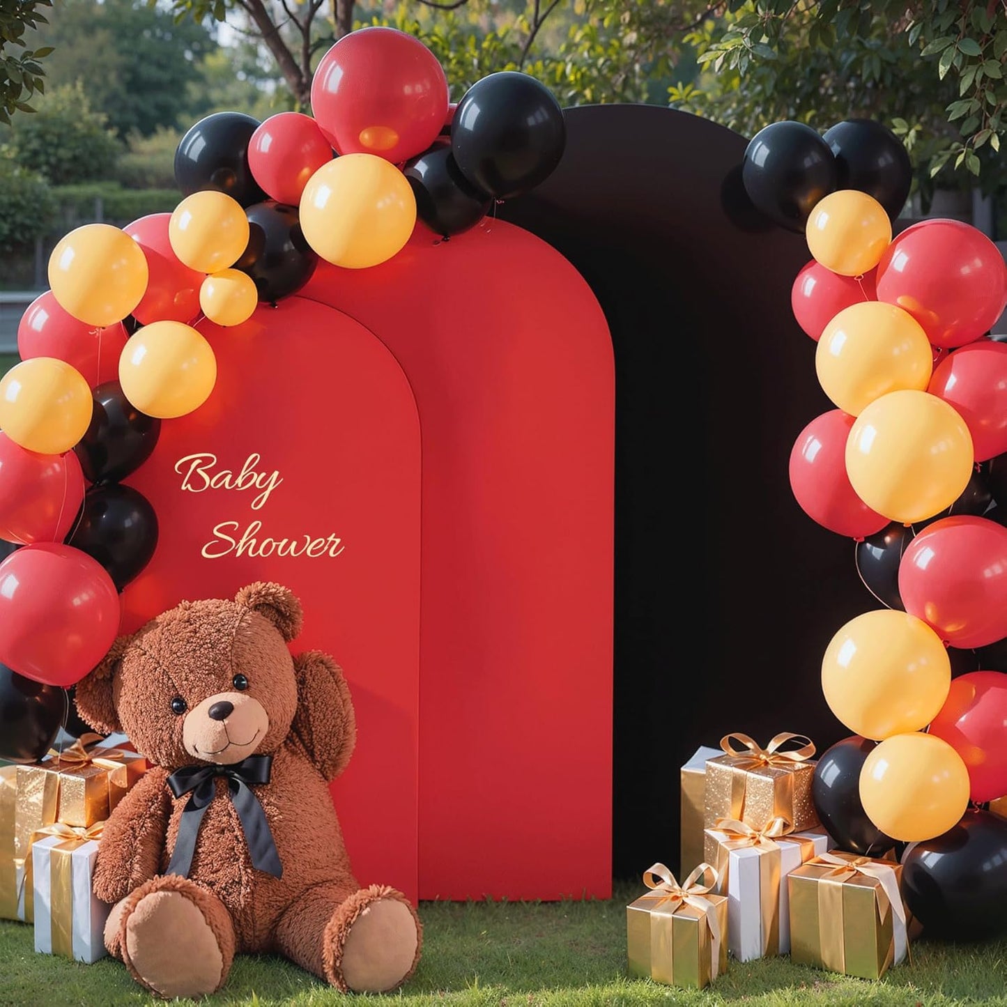 Red Black Arch Backdrop Cover Set of 3 for Events and Parties
