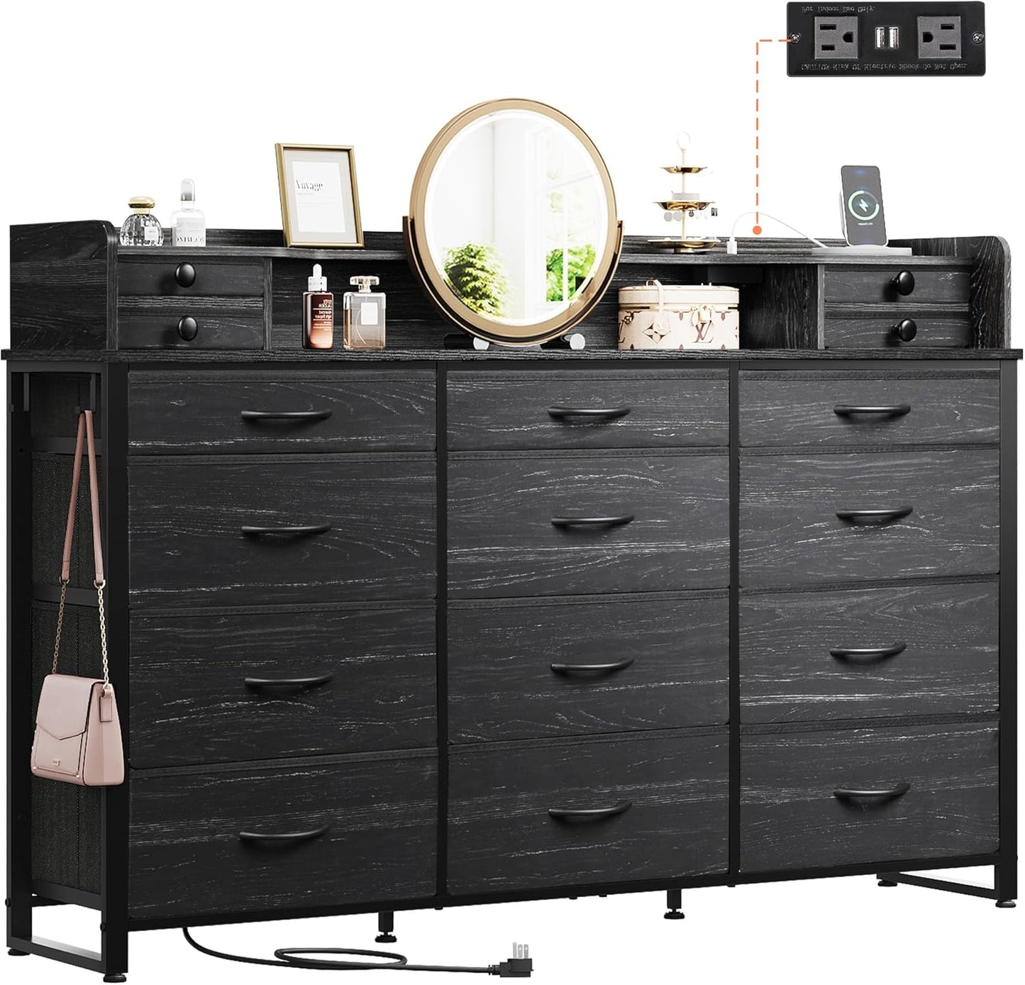 WLIVE 55ft'W Storage Organizer Unit with Charging Station for Home
