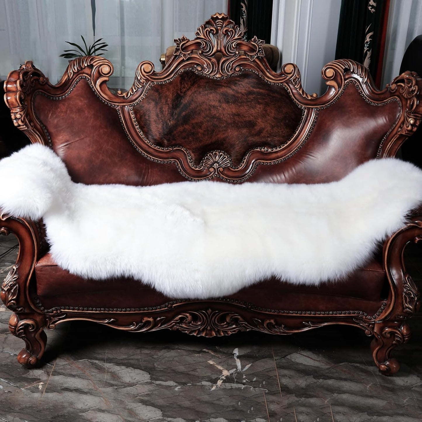 Genuine Sheepskin Rug with Little Patches for Cozy Comfort