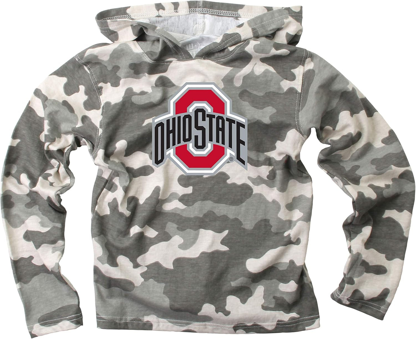 Wes and Willy Kids College Team Camo Long Sleeve Hooded T-Shirt