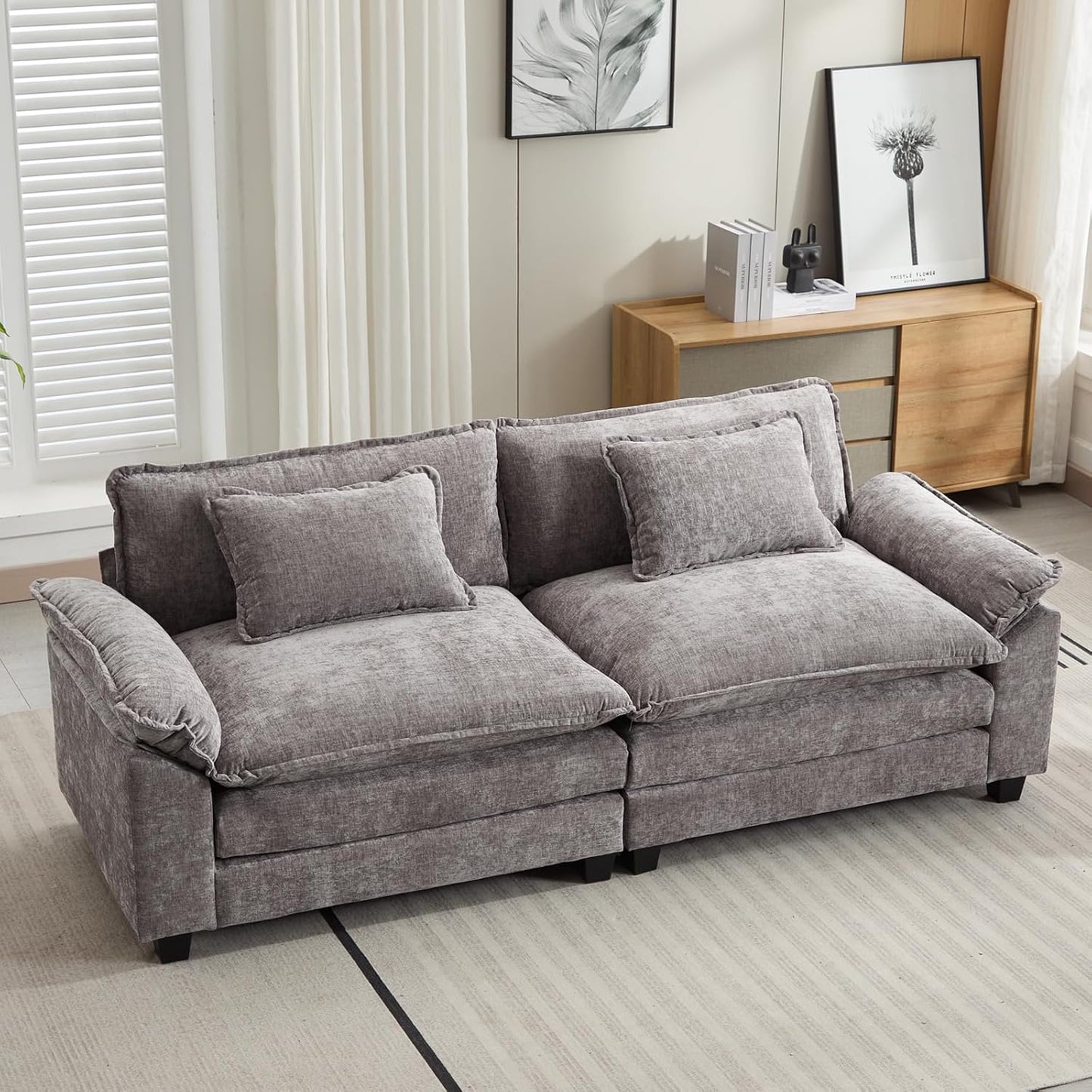 86 Inch Modular Sectional Sofa - Comfy Cloud Couch Design