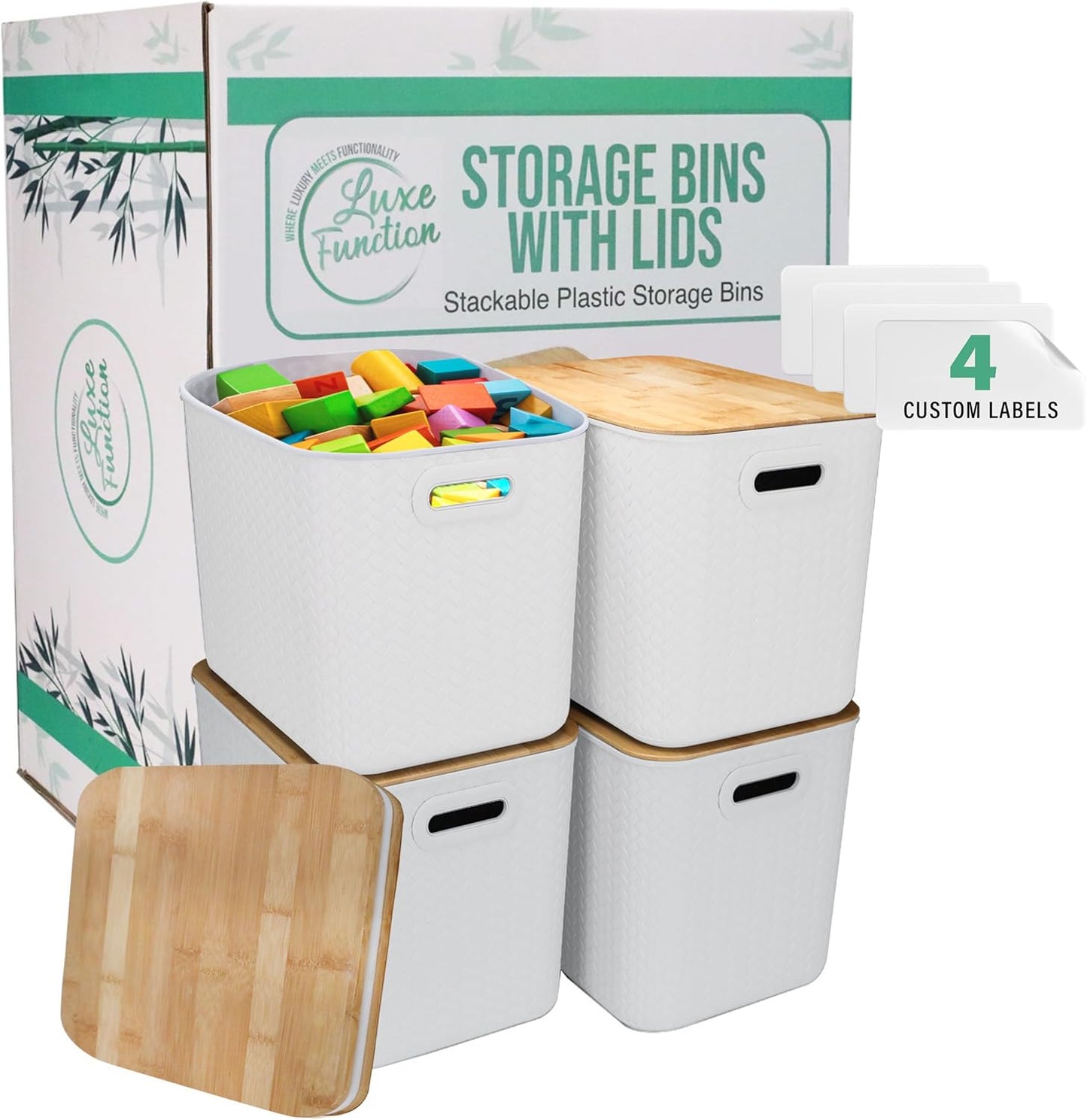Storage Bins with Bamboo Lid for Organizing Every Room