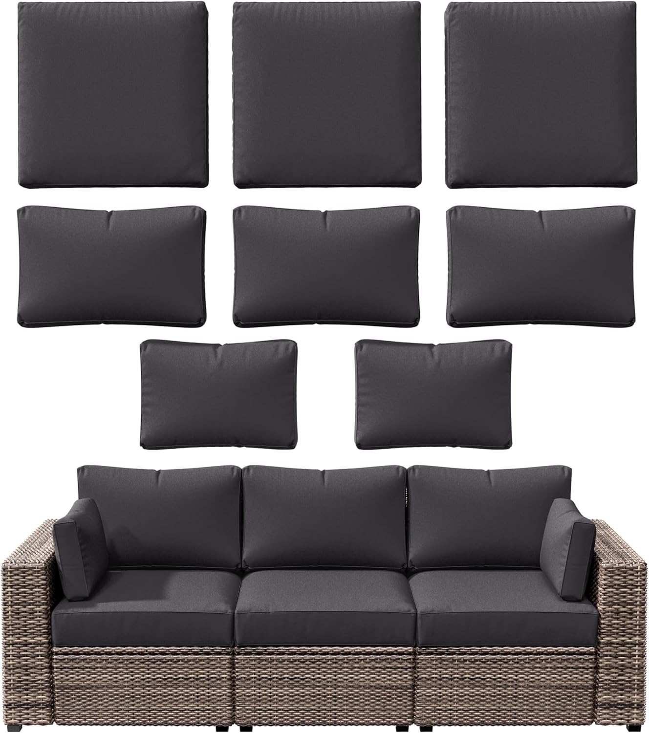 8p Outdoor Cushion Slipcovers for Rattan Sofa - Waterproof Covers