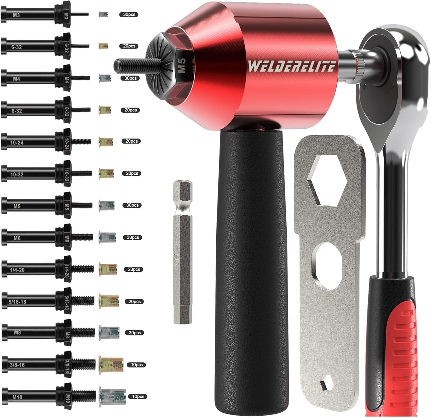Rivet Nut Drill Adaptor Tool Kit with 290 Rivet Nuts Included