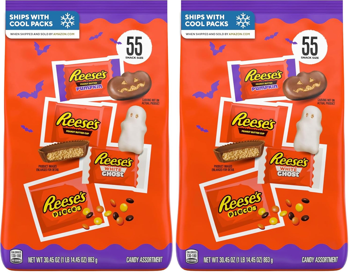 REESE'S Assorted Flavored Snack Size Halloween Candy Bulk Bag