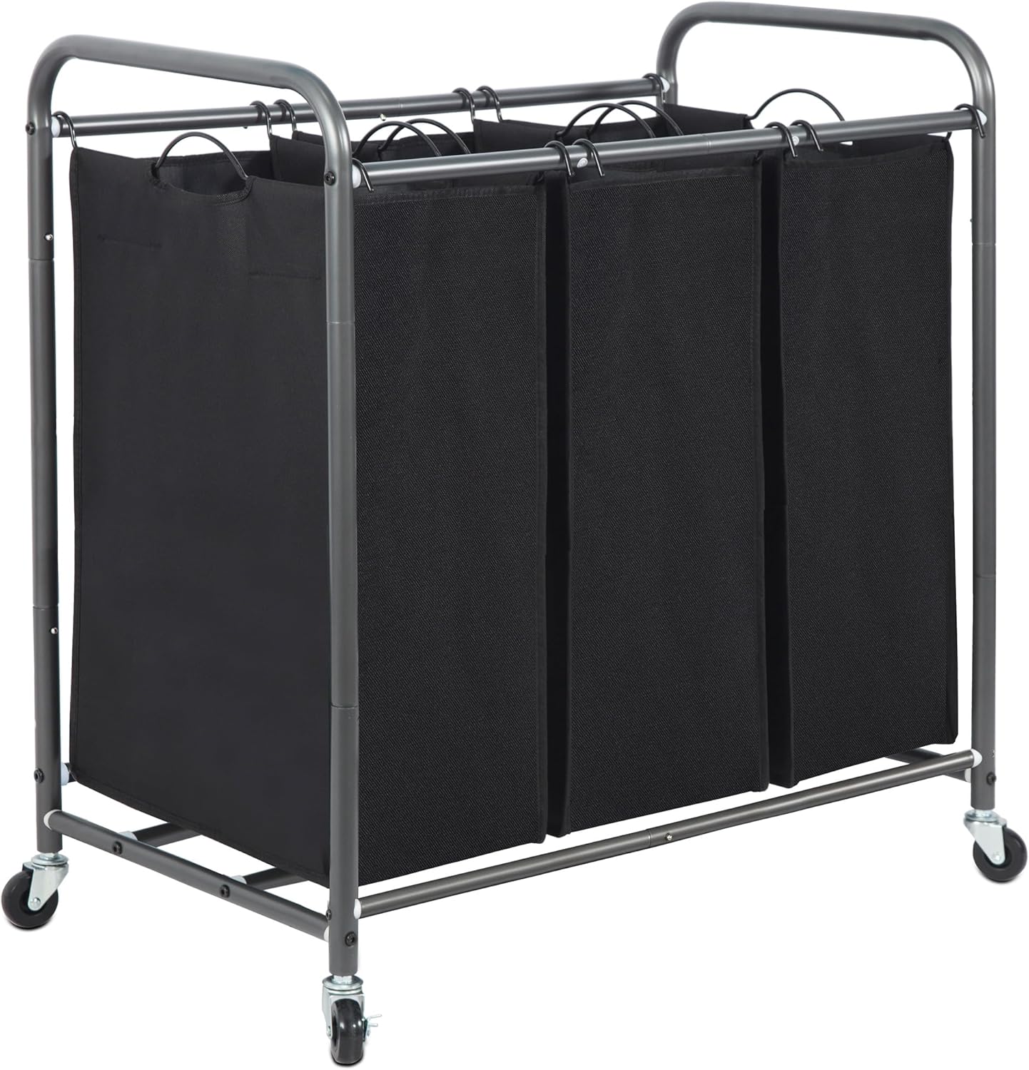3 Section Laundry Sorter with Heavy Duty Wheels and Removable Bags