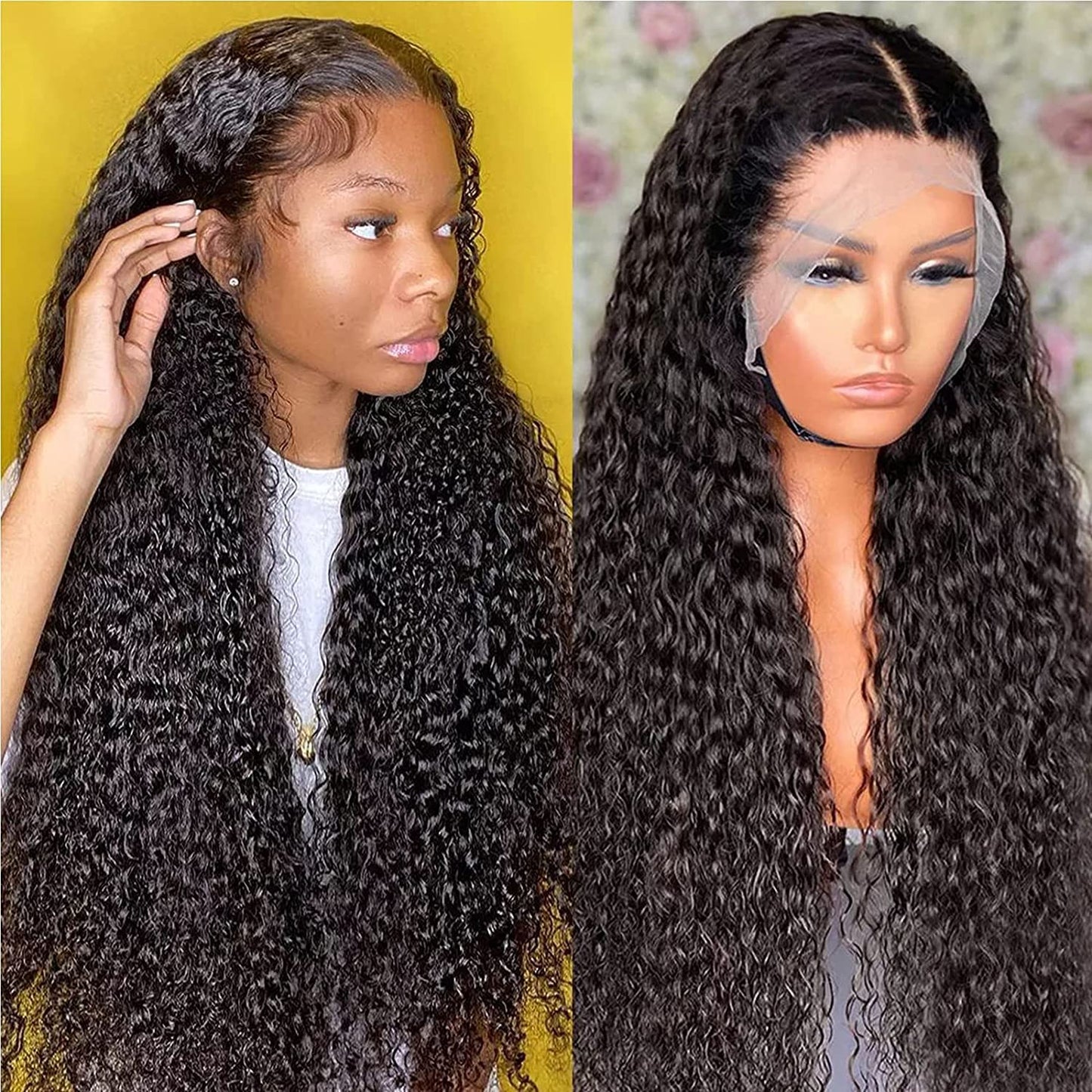 Siyun Show Curly Lace Front Wigs for Black Women 20 Inch