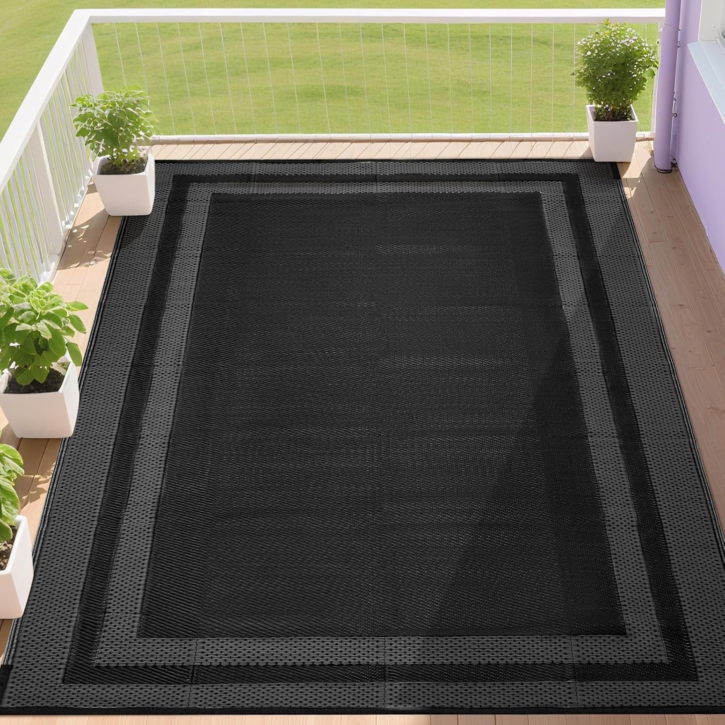 RURALITY Outdoor Rugs 6x9 Waterproof for Patios and More
