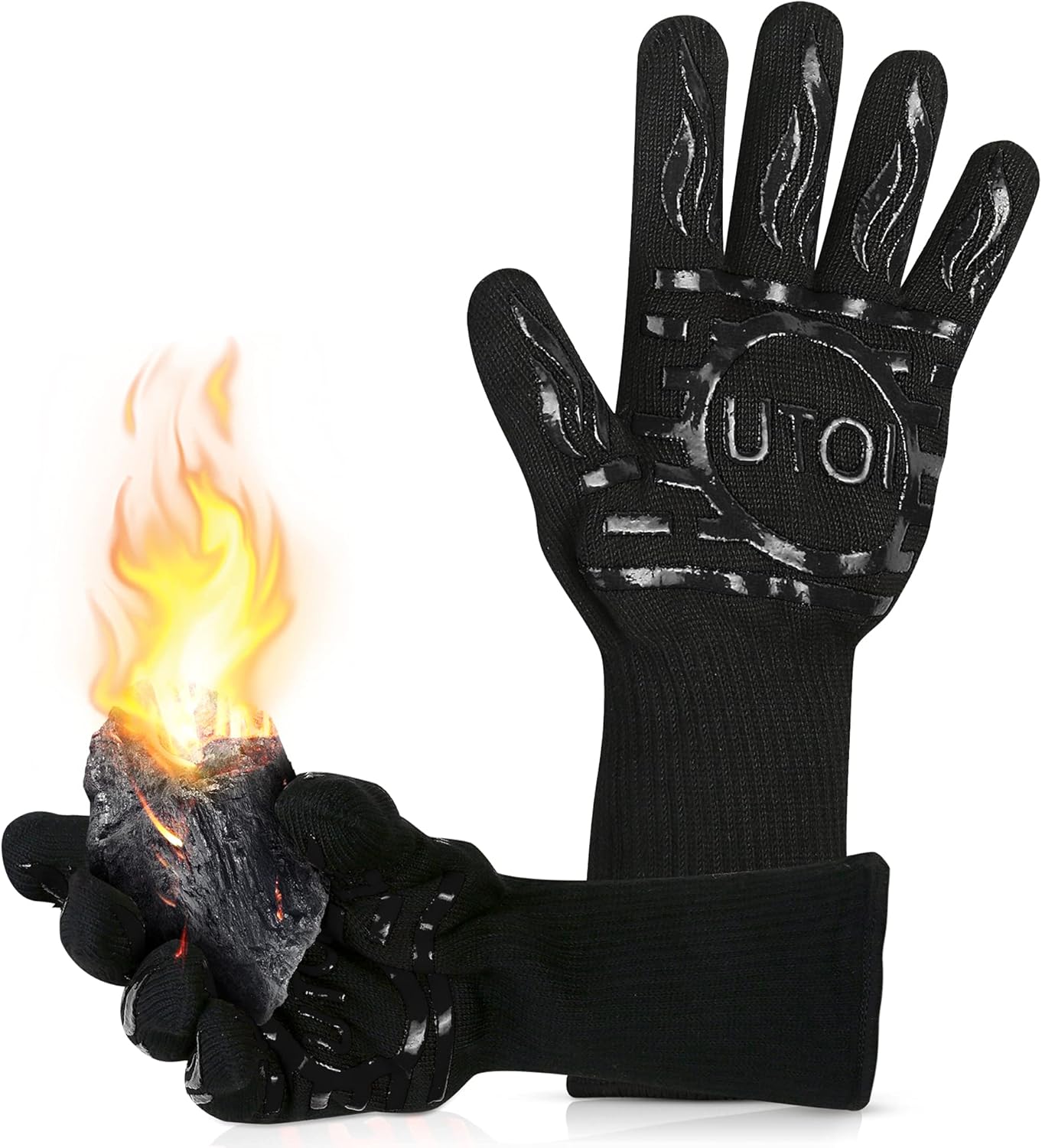 UTOI BBQ Grill Gloves: 1472F Heat Resistant for Kitchen & Grill