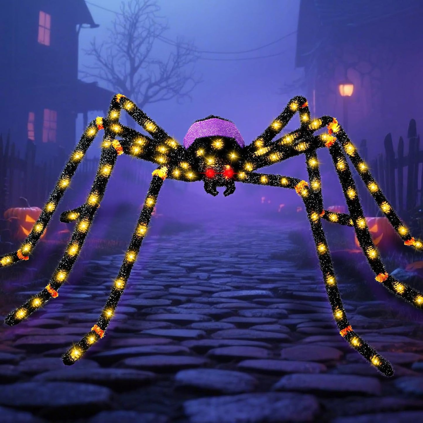 5.5FT Giant Spider Halloween Decorations with 100 LED Lights
