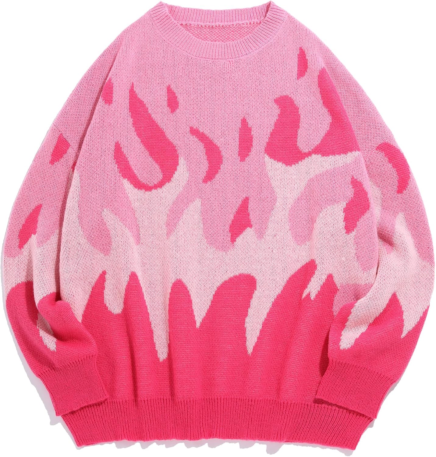 ZAFUL Men's Oversized Sweater with Flame Graphic for Casual Style