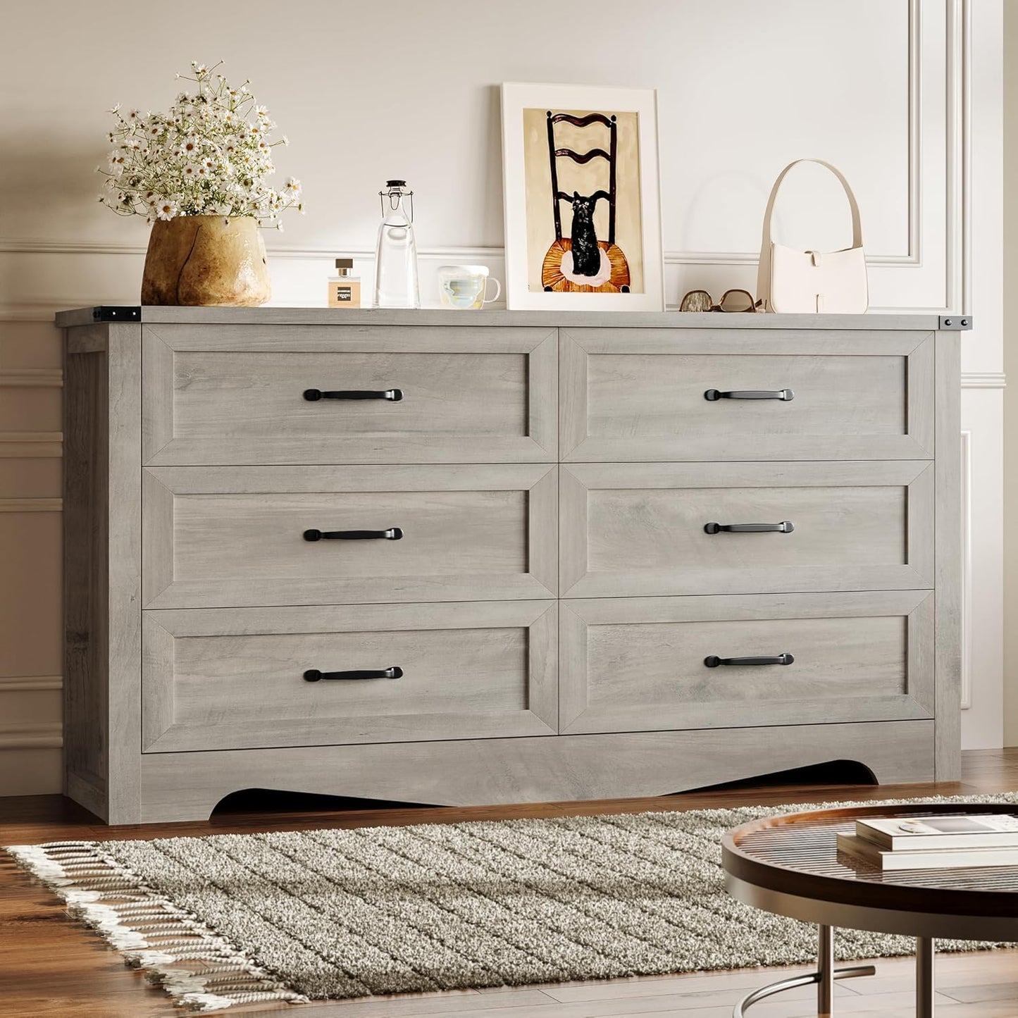 Modern 6-Drawer Dresser for Bedroom and Living Room Storage
