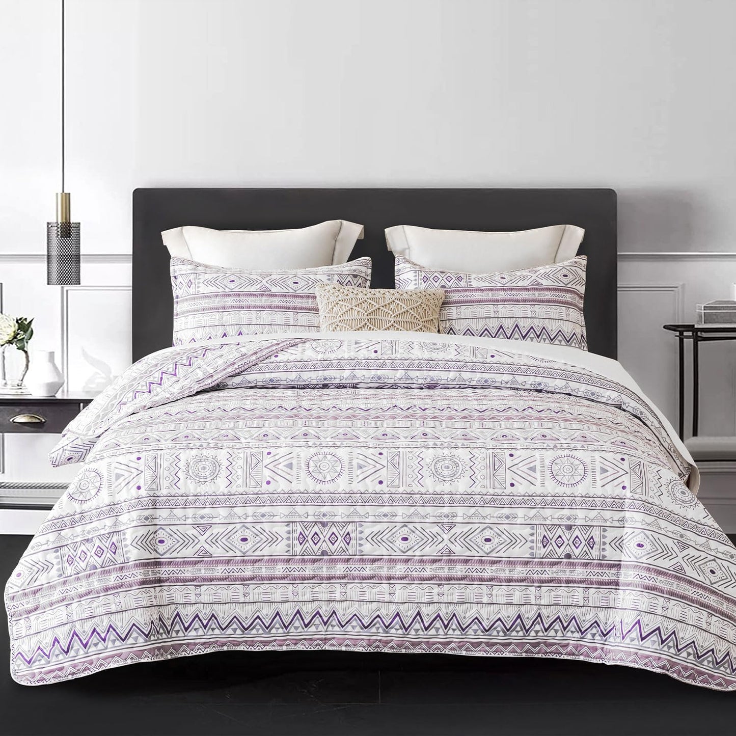 DURLENGEN Purple Quilt Set California King Size for Cozy Comfort