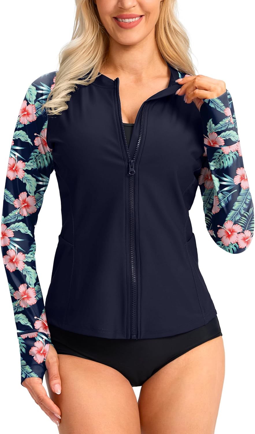 SANTINY Women's Rash Guard with UPF50+ Protection and Pockets