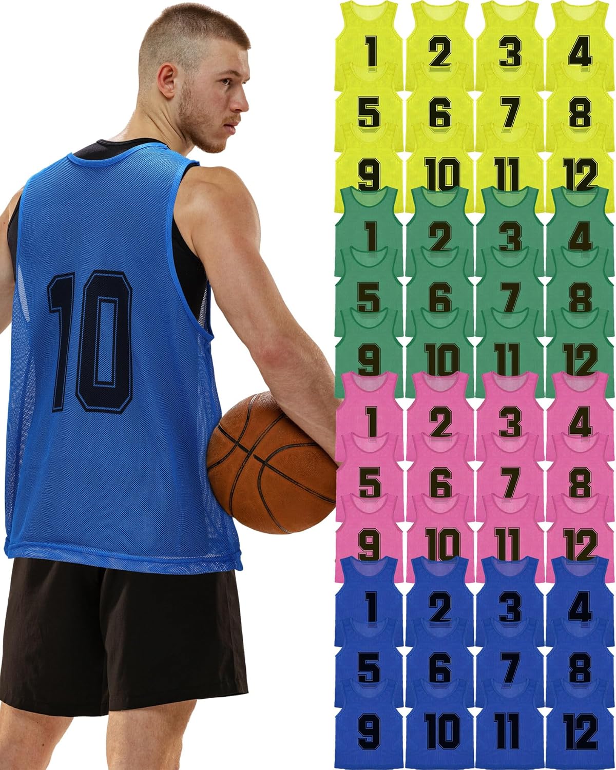 48 Pcs Pinnies for Sports Double Soccer Penny Scrimmage Vests