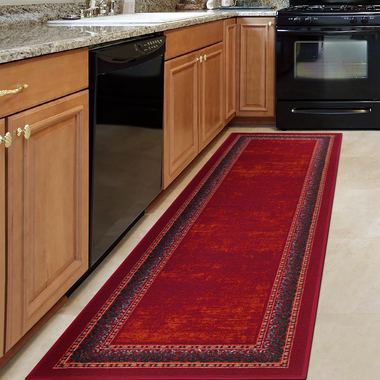 Antep Rugs Bordered Modern 2x7 Non-Slip Indoor Area Runner Rug