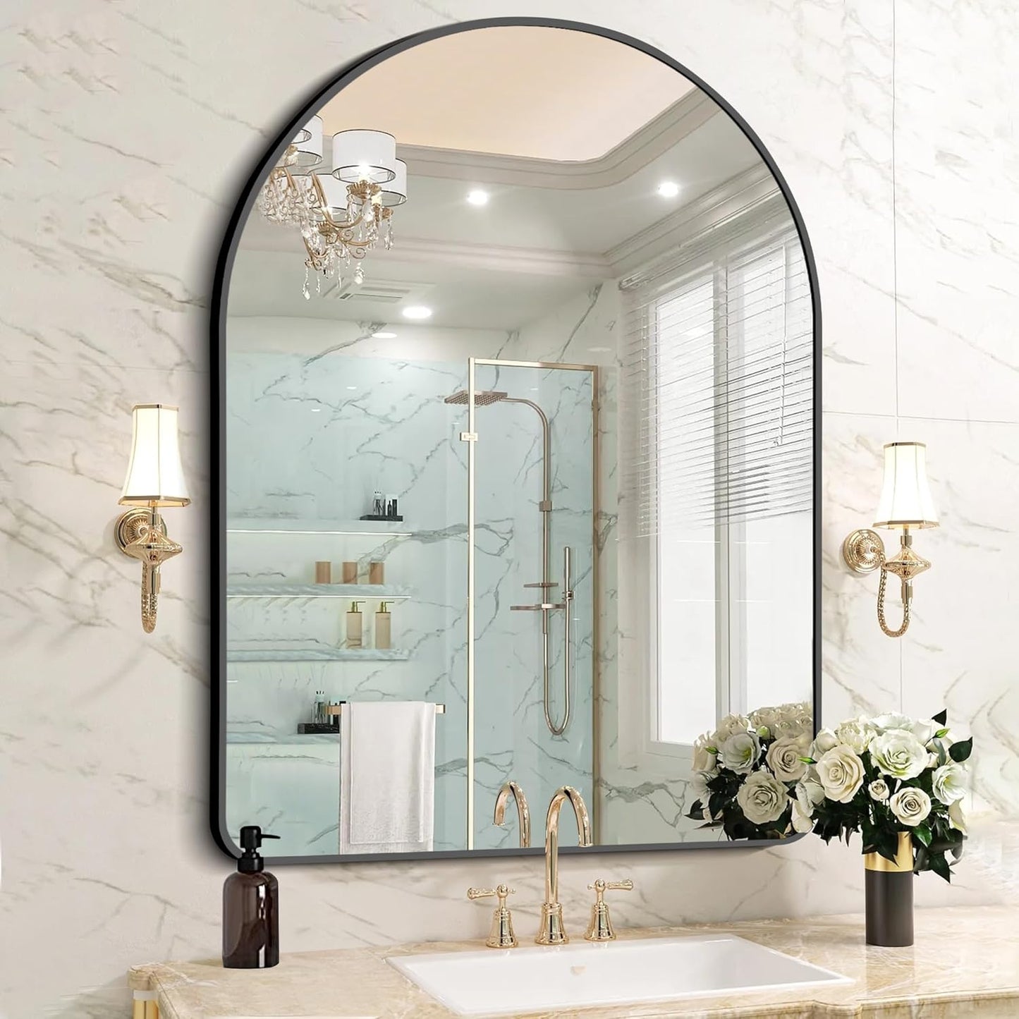 Arched Mirror 36x48 Inch for Elegant Bathroom Decor and More