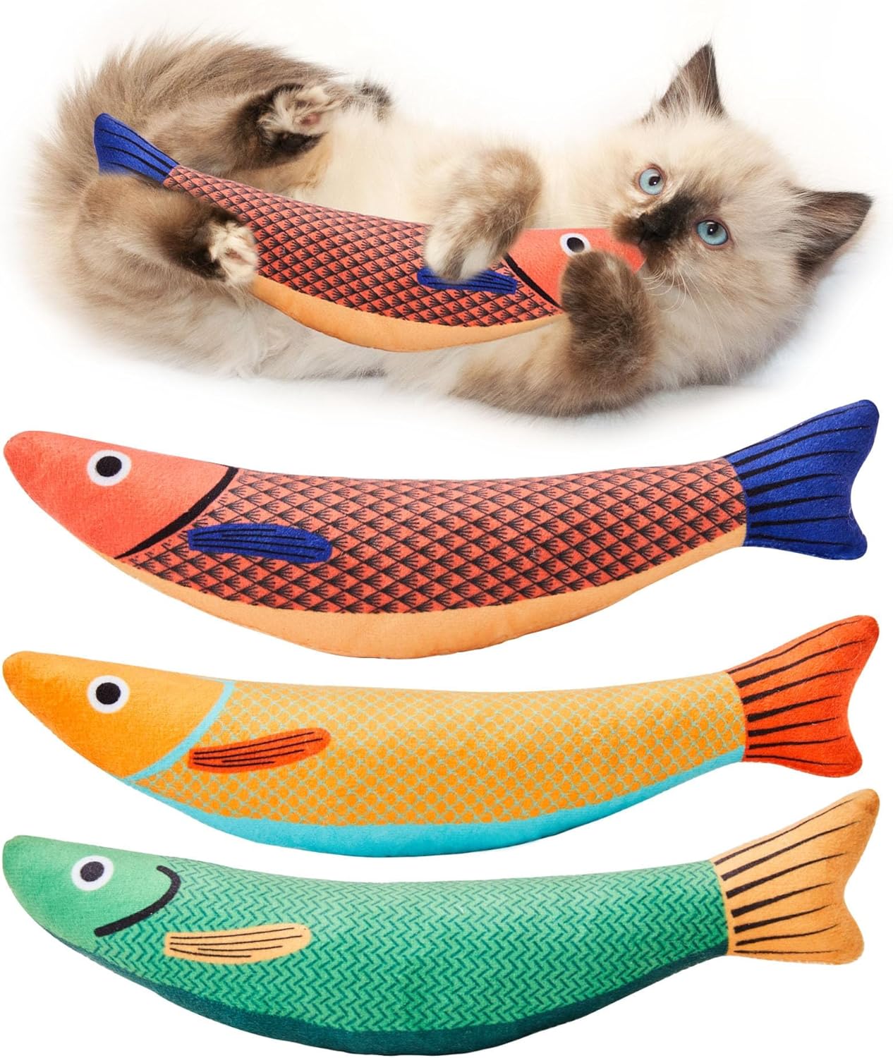 Catnip Saury Fish Toy Trio - Interactive Fun!