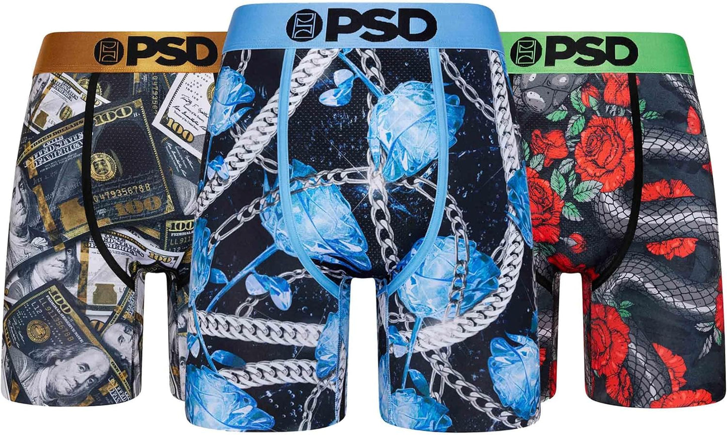 PSD Underwear Mens Boxer Briefs - Soft Floral Print Comfort