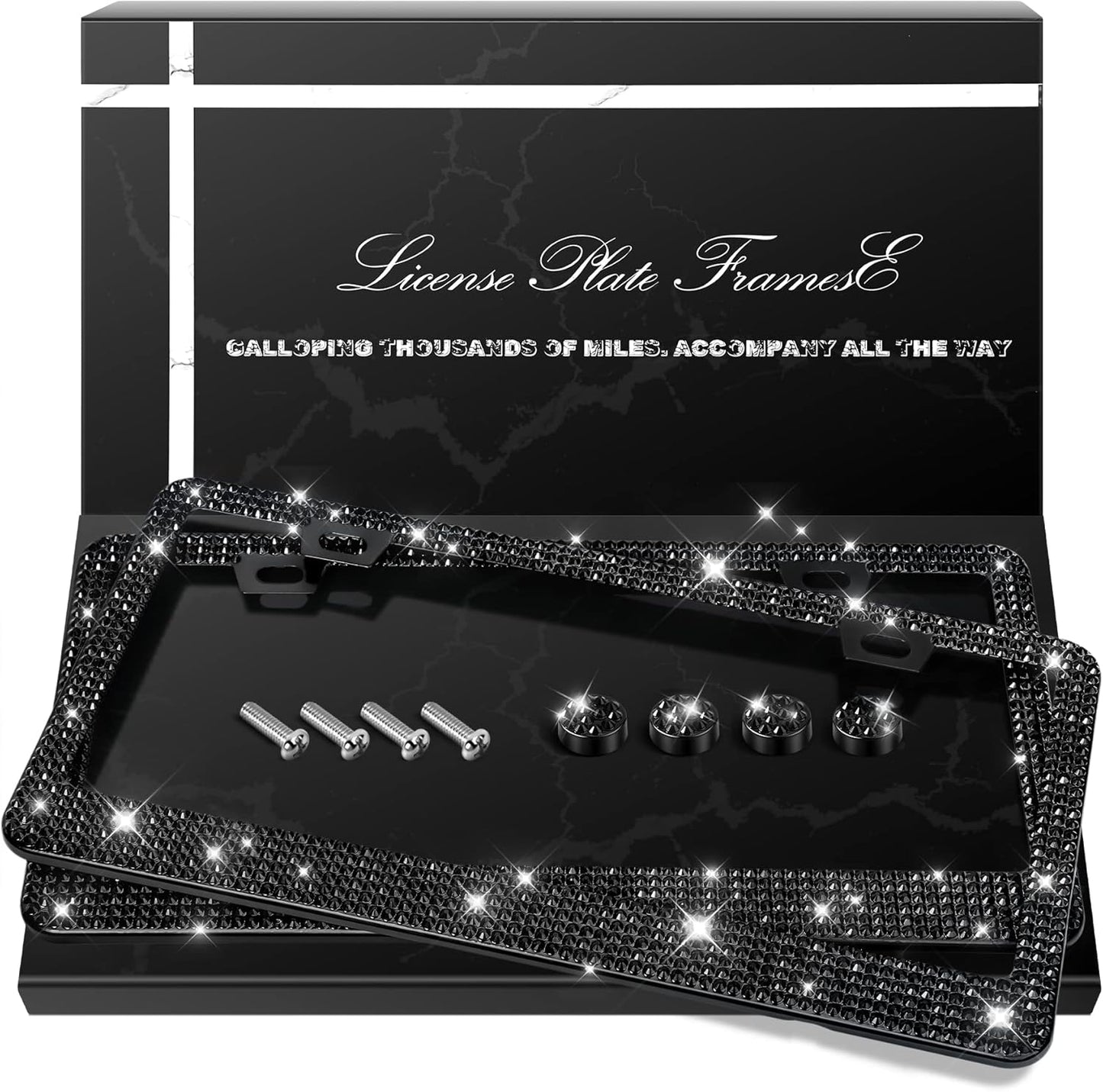 Sparkly Rhinestone License Plate Frames for Glam Cars