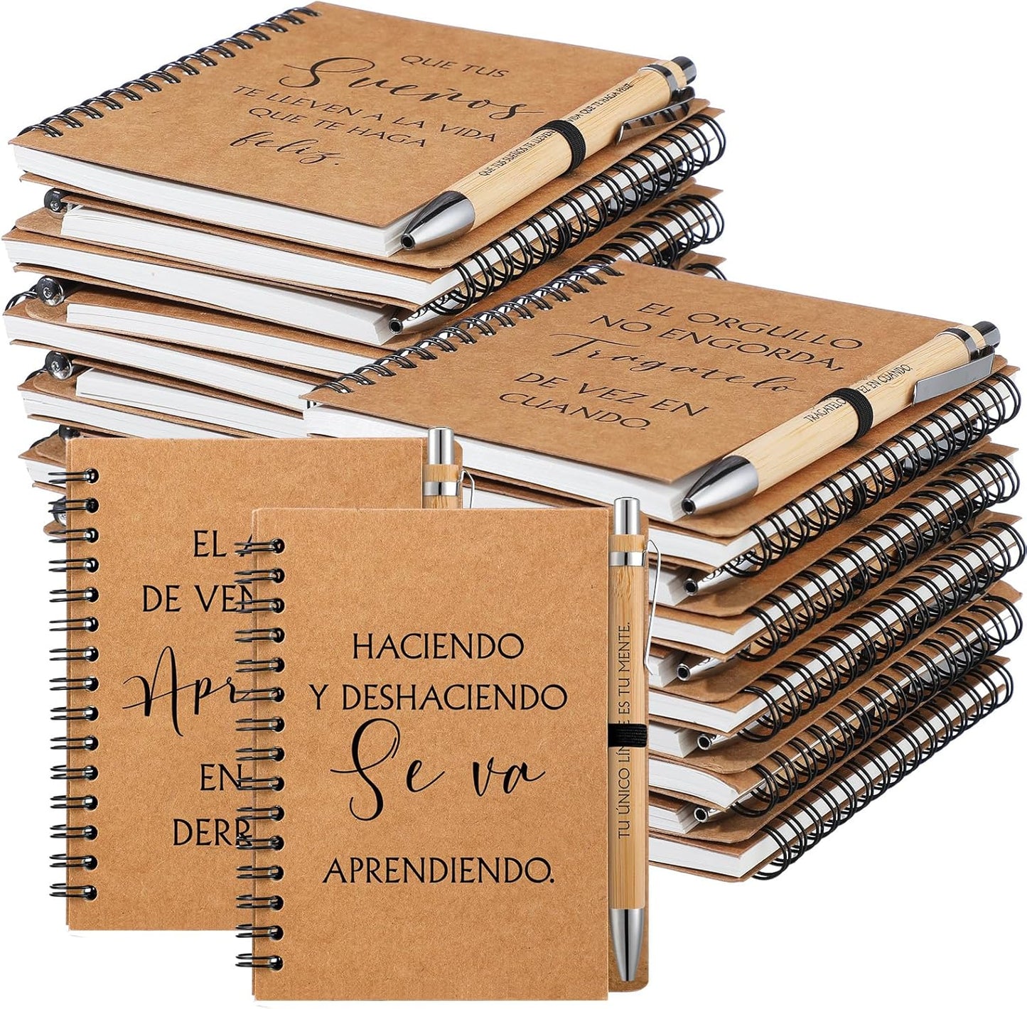 Spanish Christian Gift Set: Spiral Notebook, Bamboo Pen, Prayer Journal!