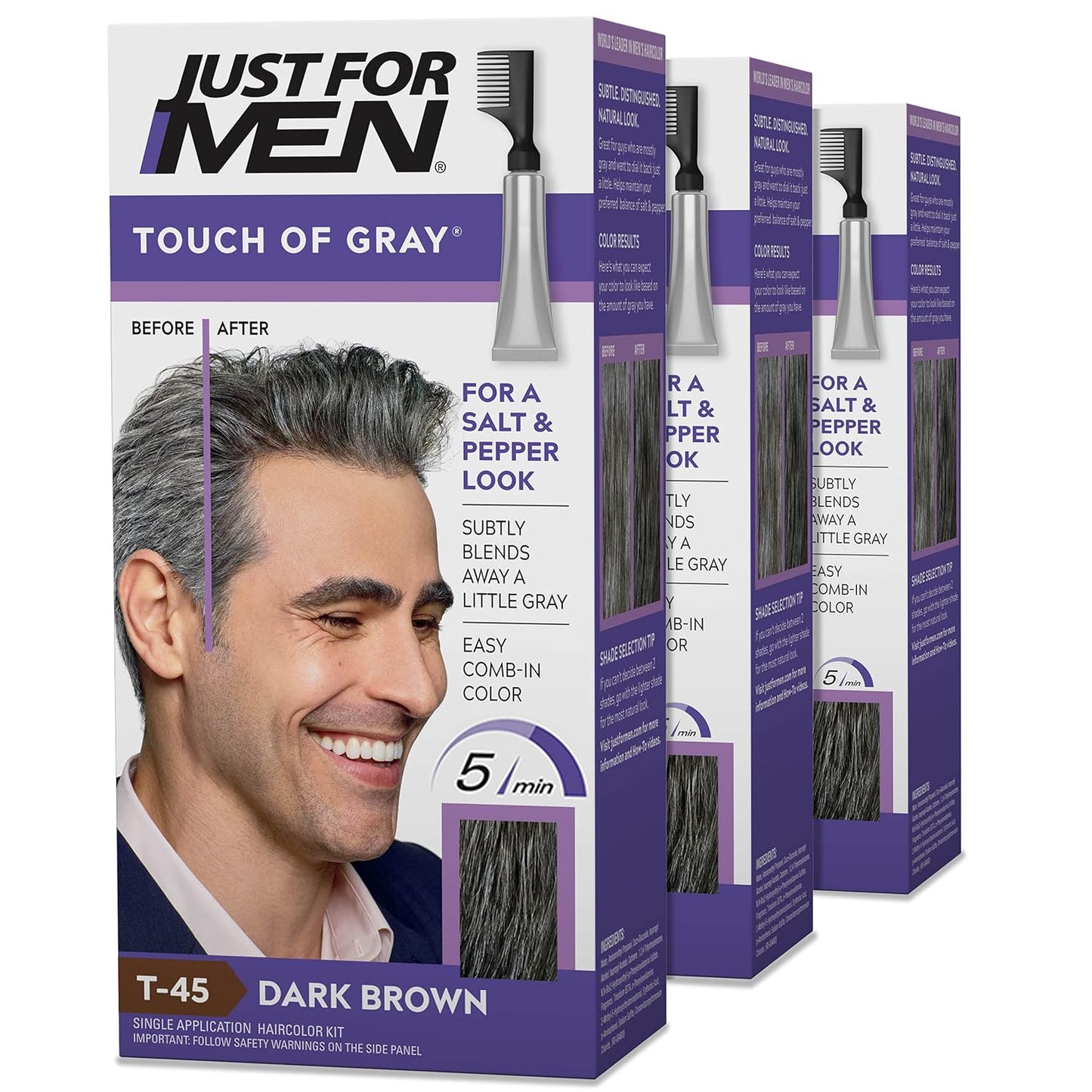 Just For Men Touch of Gray Hair Color Kit for Salt and Pepper Look