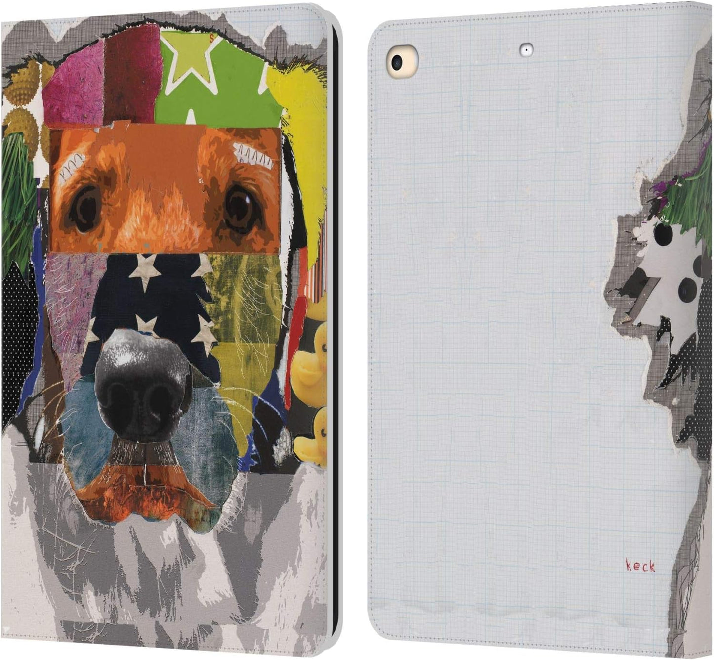 Michel Keck Golden Retriever Leather Wallet Case for iPad 9.7