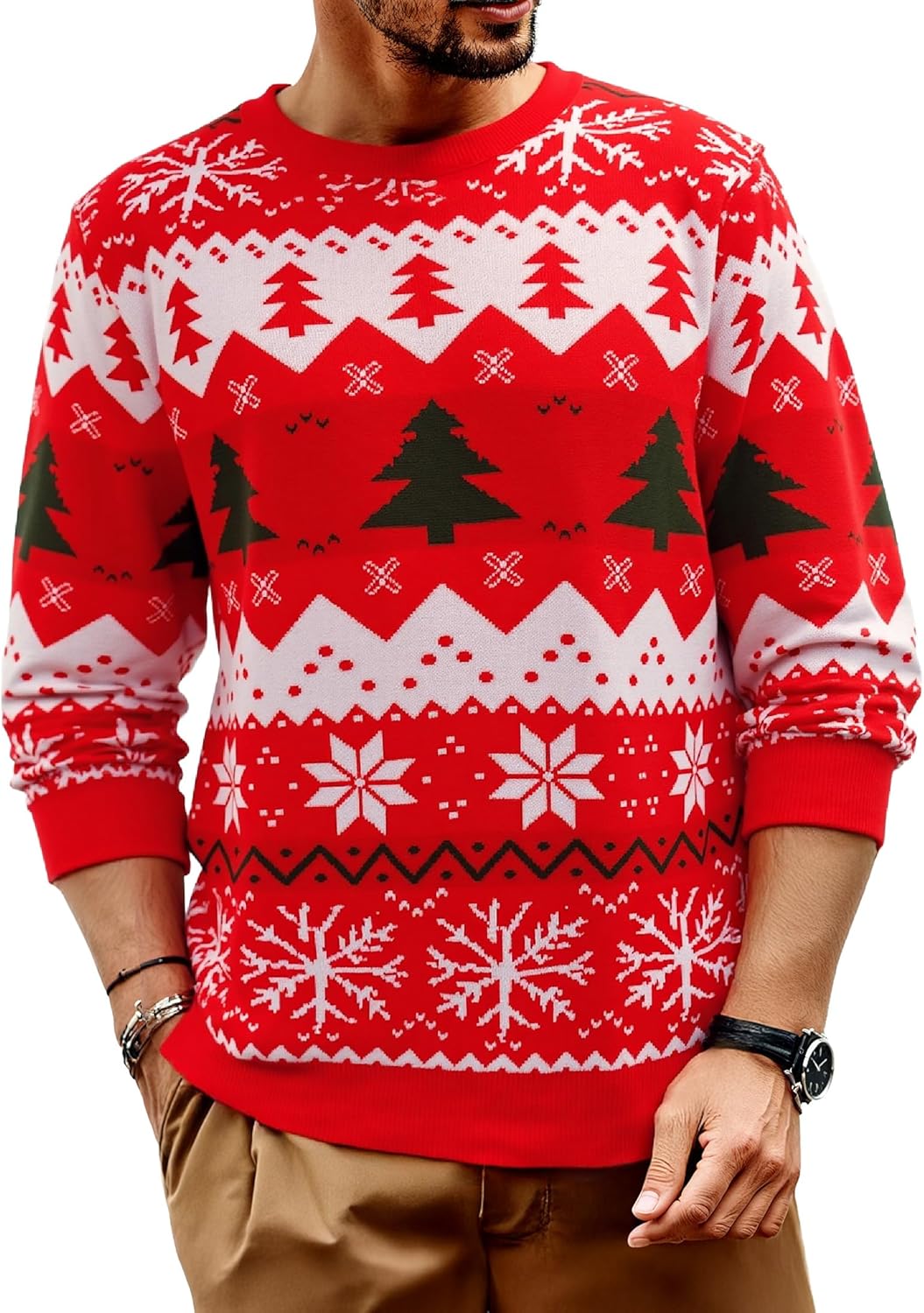 RQP Men's Ugly Christmas Sweater with Reindeer for Holidays