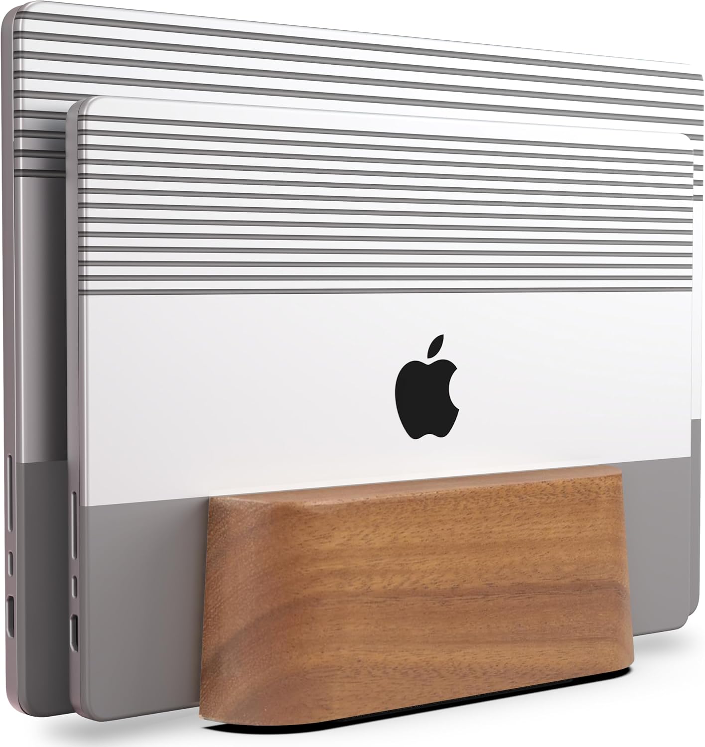Adjustable Dual Vertical Laptop Stand for Desk - Wooden Holder