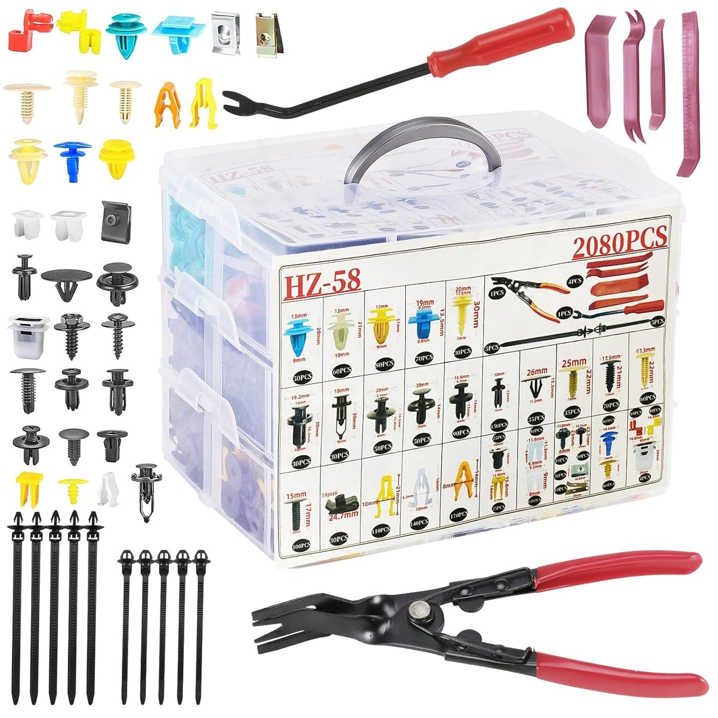 2080Pcs Car Retainer Clips & Fasteners Kit for Universal Use