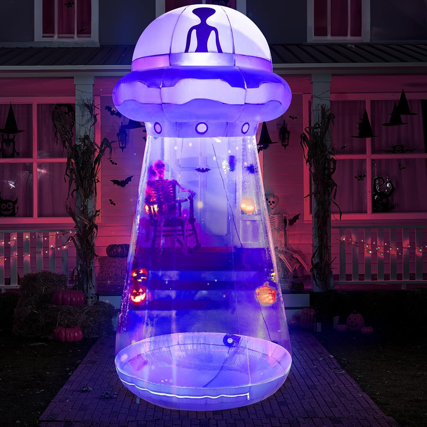 9 FT Tall Halloween Inflatable UFO Decoration for Spooky Fun