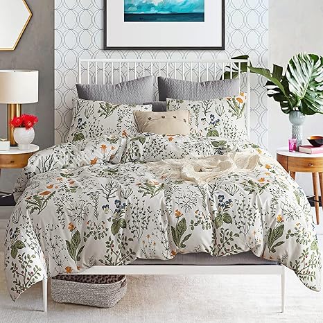 ECOCOTT Floral Duvet Cover Set Queen Size for Cozy Bedding
