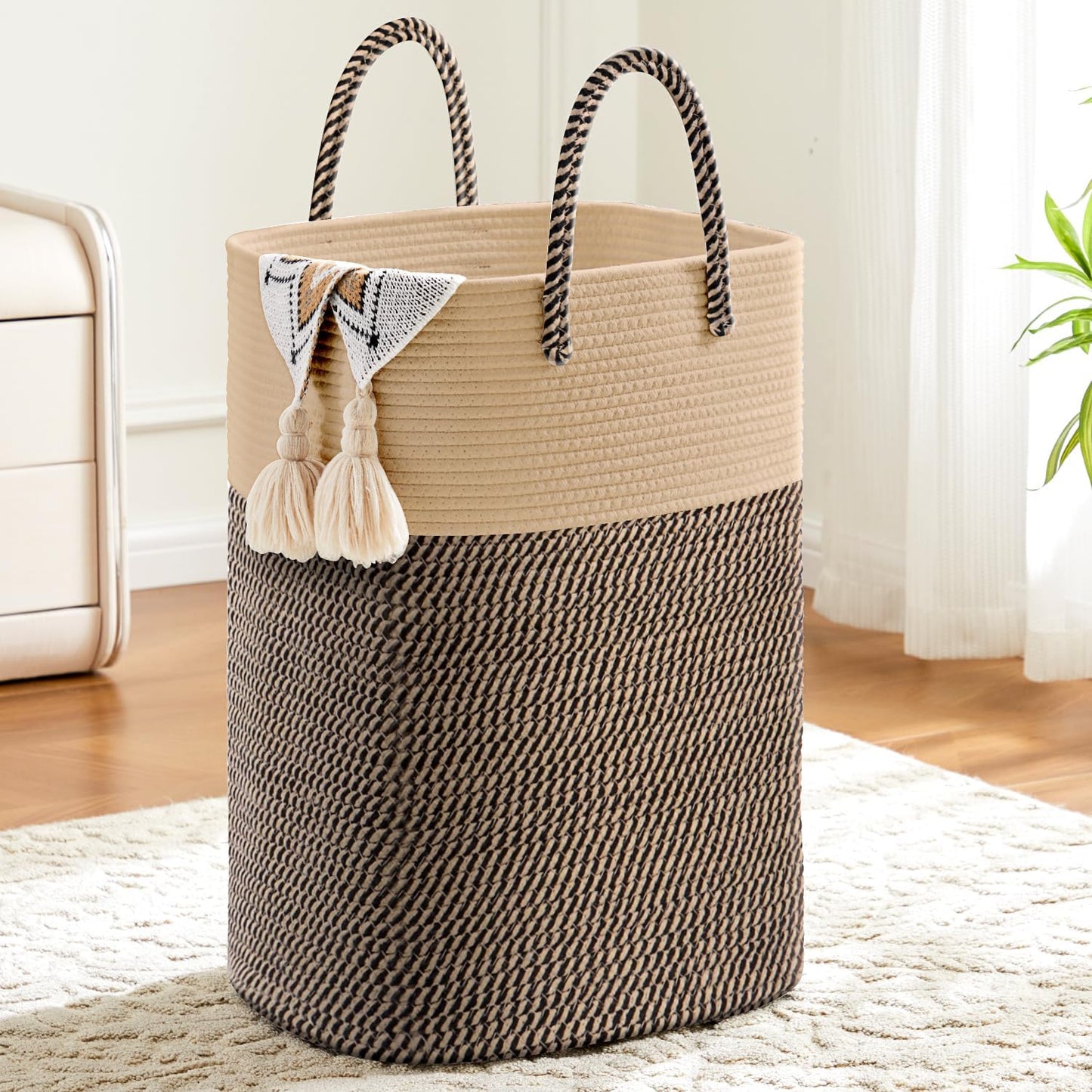 Woven Cotton Rope Laundry Hamper for Stylish Home Storage