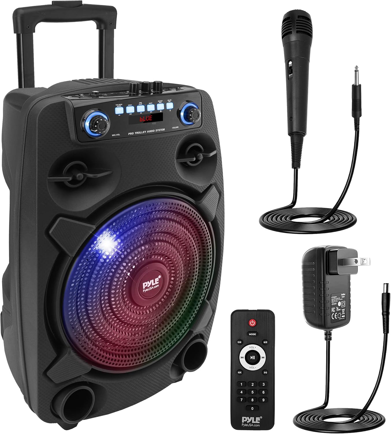 Pyle Portable Bluetooth PA Speaker System with Party Lights