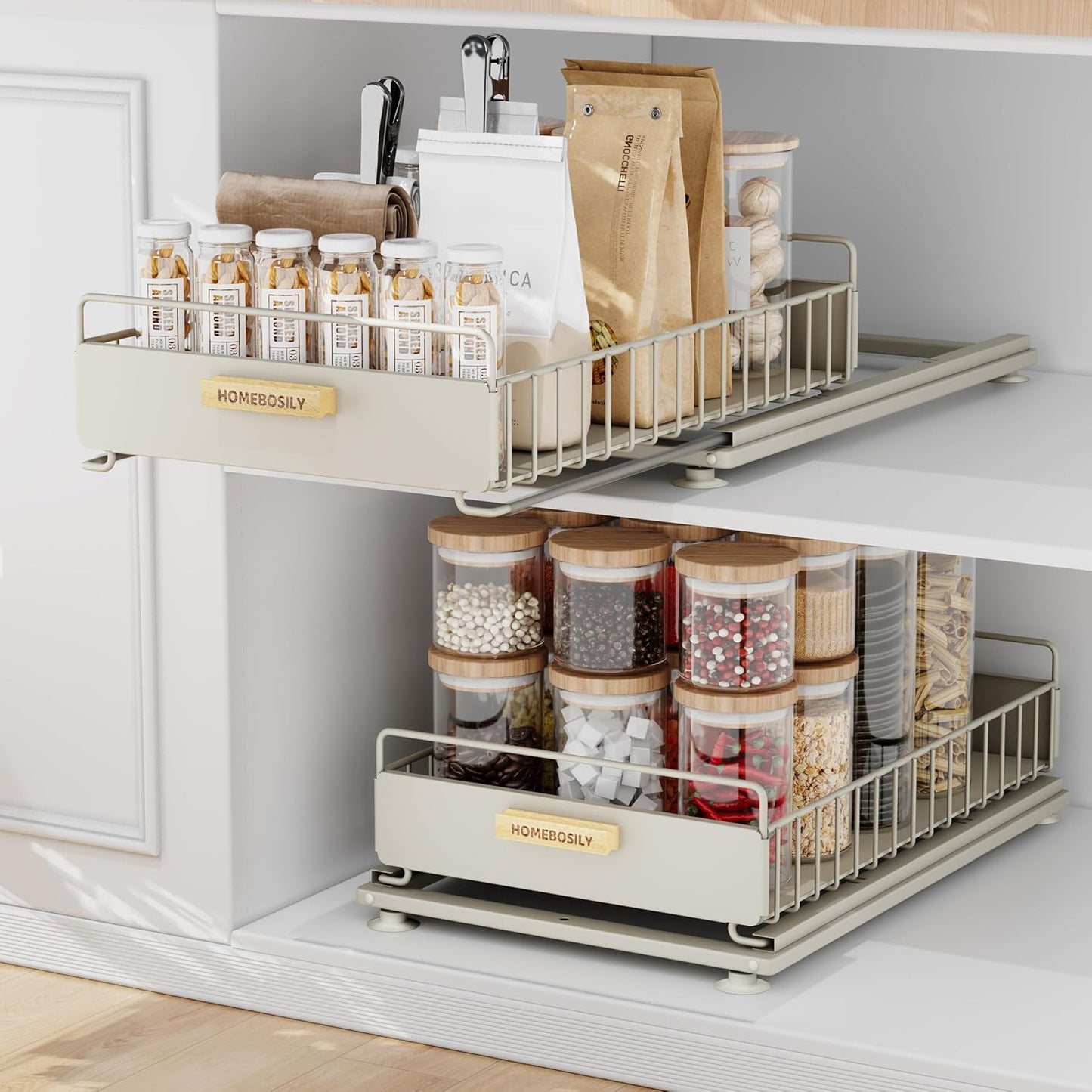 Under Sink Organizer 2 Pack for Kitchen and Bathroom Storage