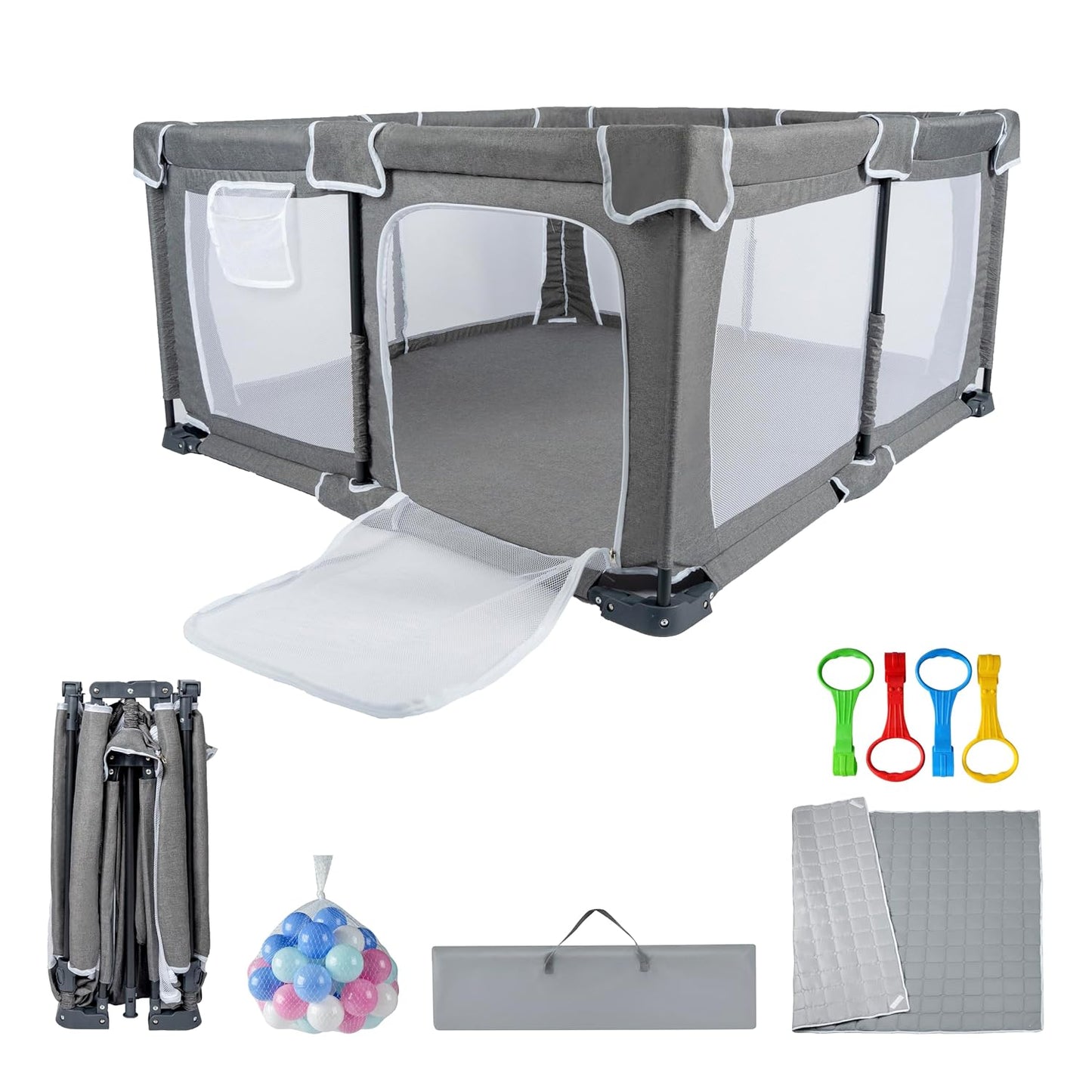 Foldable Baby Playpen 59in x 71in for Safe Play Areas