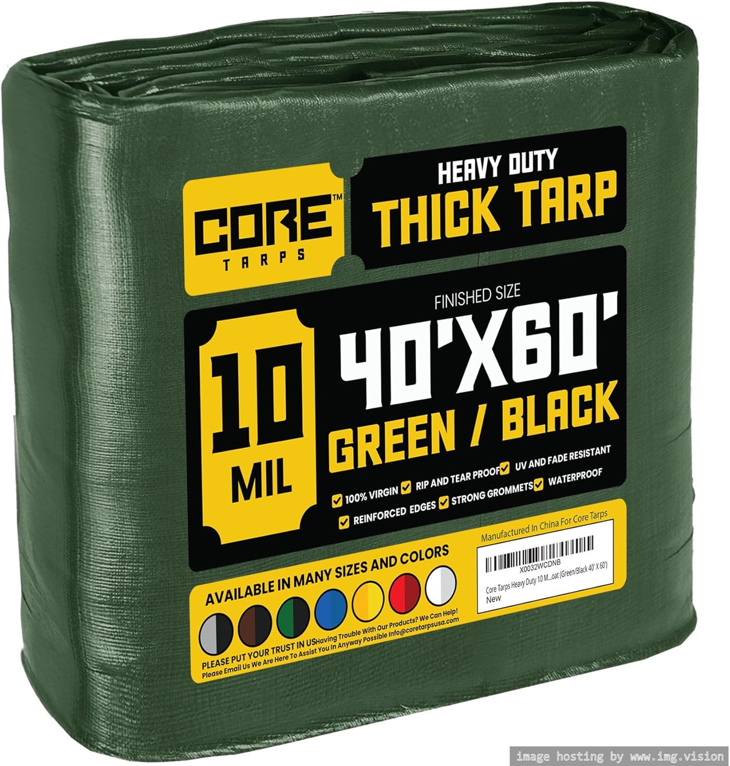 Heavy Duty 10 Mil Tarp Cover - Waterproof, UV Resistant, Durable