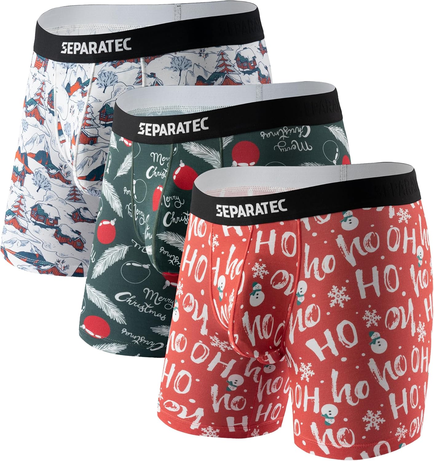 Separatec Christmas Underwear for Men with Dual Pouch Design