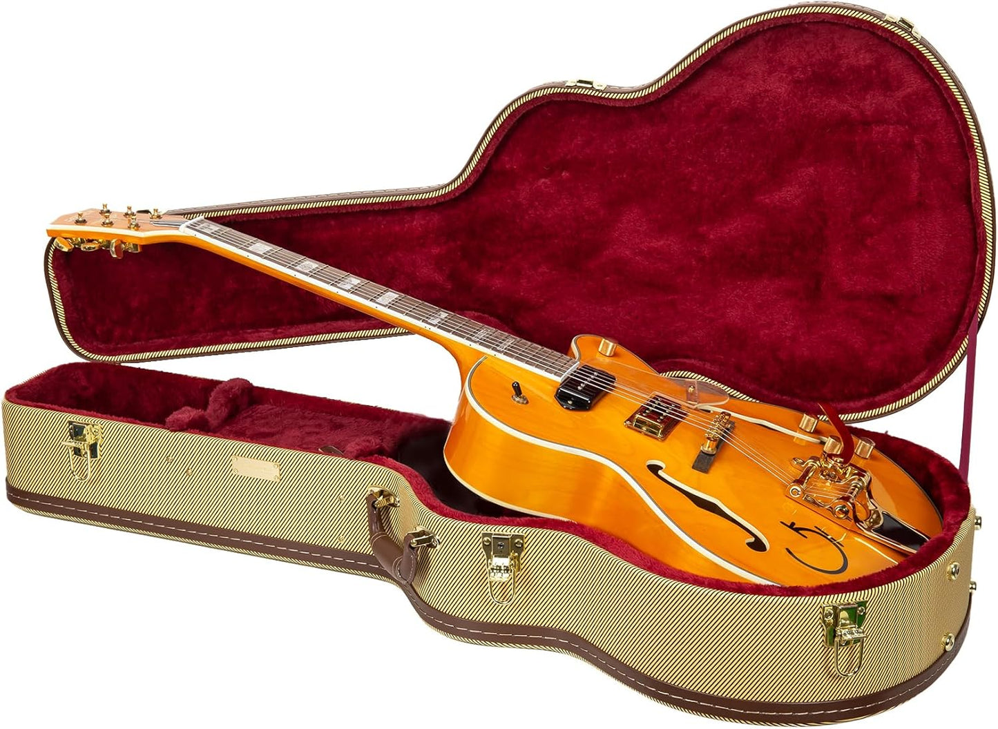 Crossrock 16 Electric Guitar Case - Fits Gretsch, Ibanez, Epiphone - Stylish Vinyl Tweed