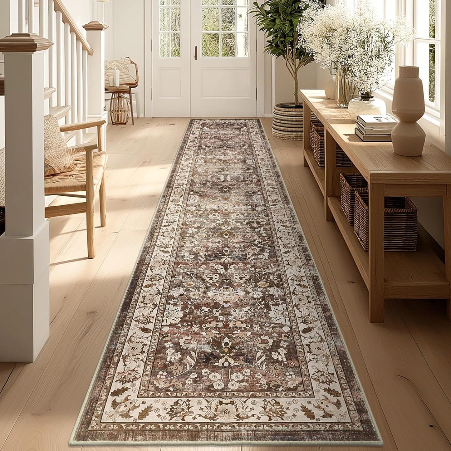 LOKHOM Washable Runner Rug 2x10 Non-Slip Vintage Farmhouse Style
