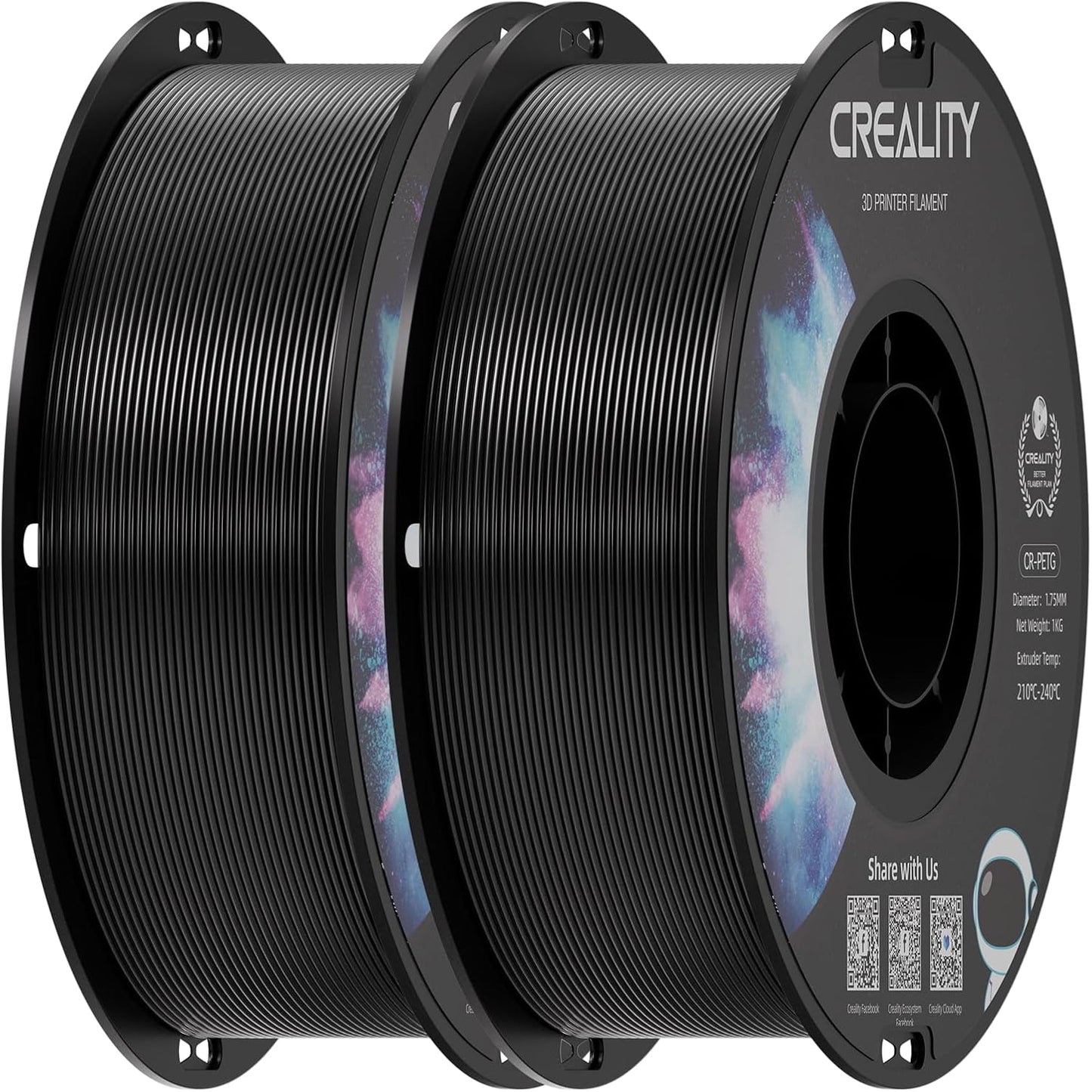Creality PETG Filament 1.75mm Black for High Precision Printing