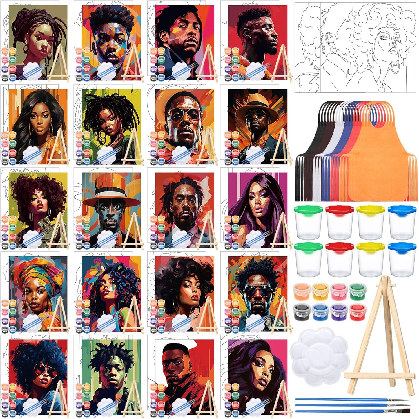 140 Pcs Pre Drawn Canvas Kit for Painting Craft and Fun