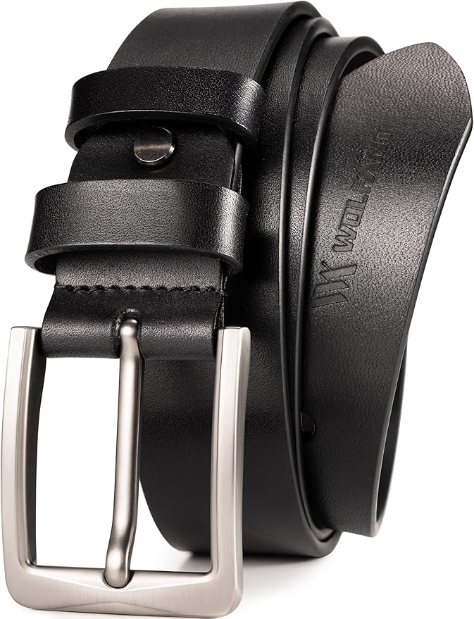 WOLFANT Full Grain Leather Belt: 100% Italian Real Solid Leather