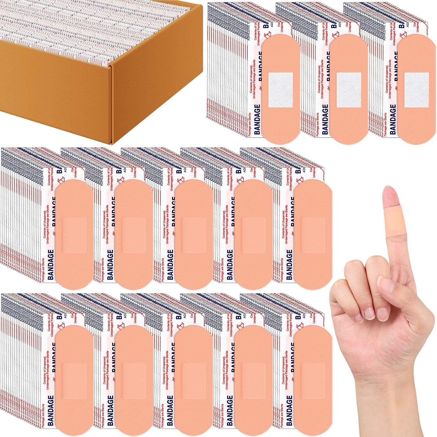 3000 Pcs 1in x 3in Adhesive Bandages for Sensitive Skin Care