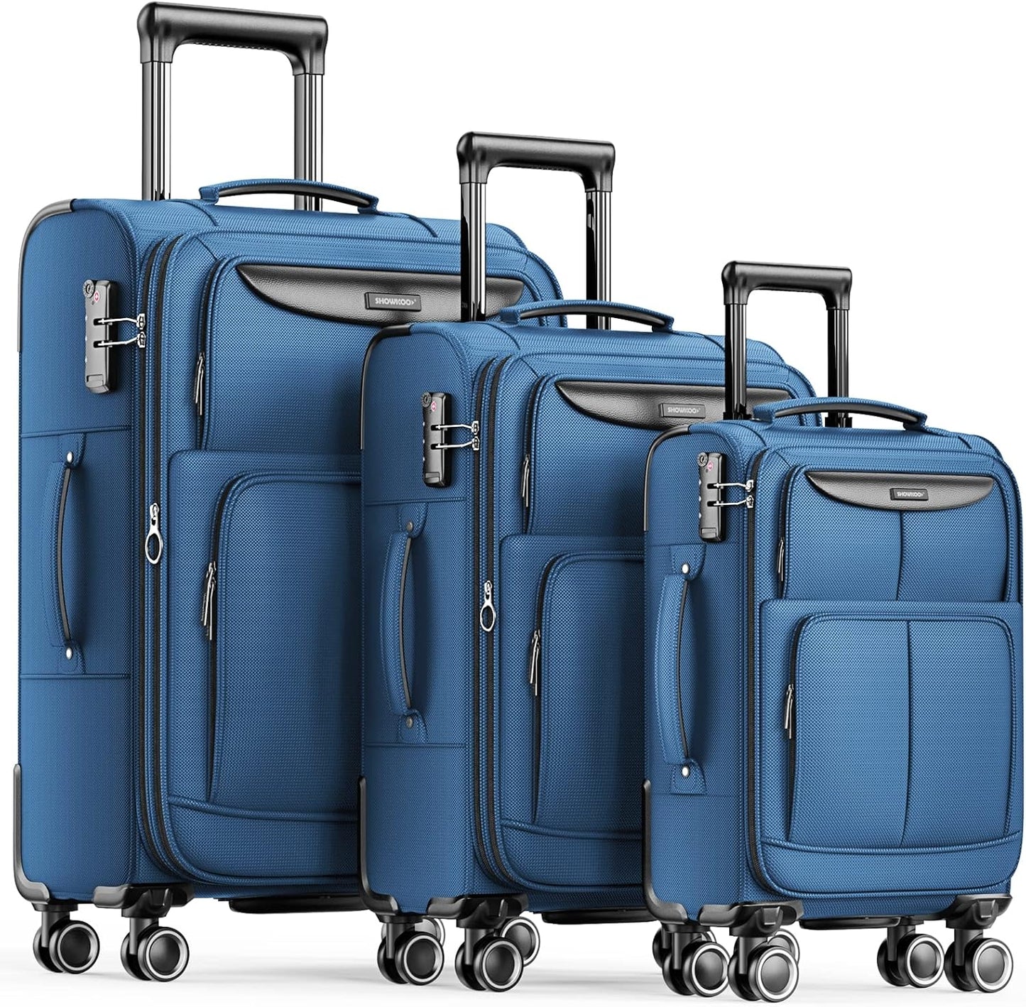 SHOWKOO Softside Luggage Sets with Expandable Capacity and Wheels