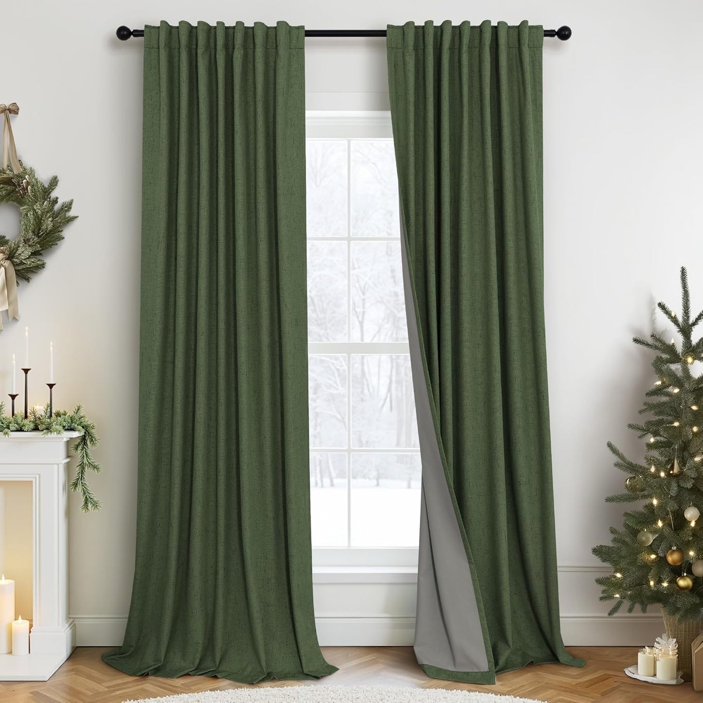 Christmas Green Blackout Curtains for Bedroom and Living Room
