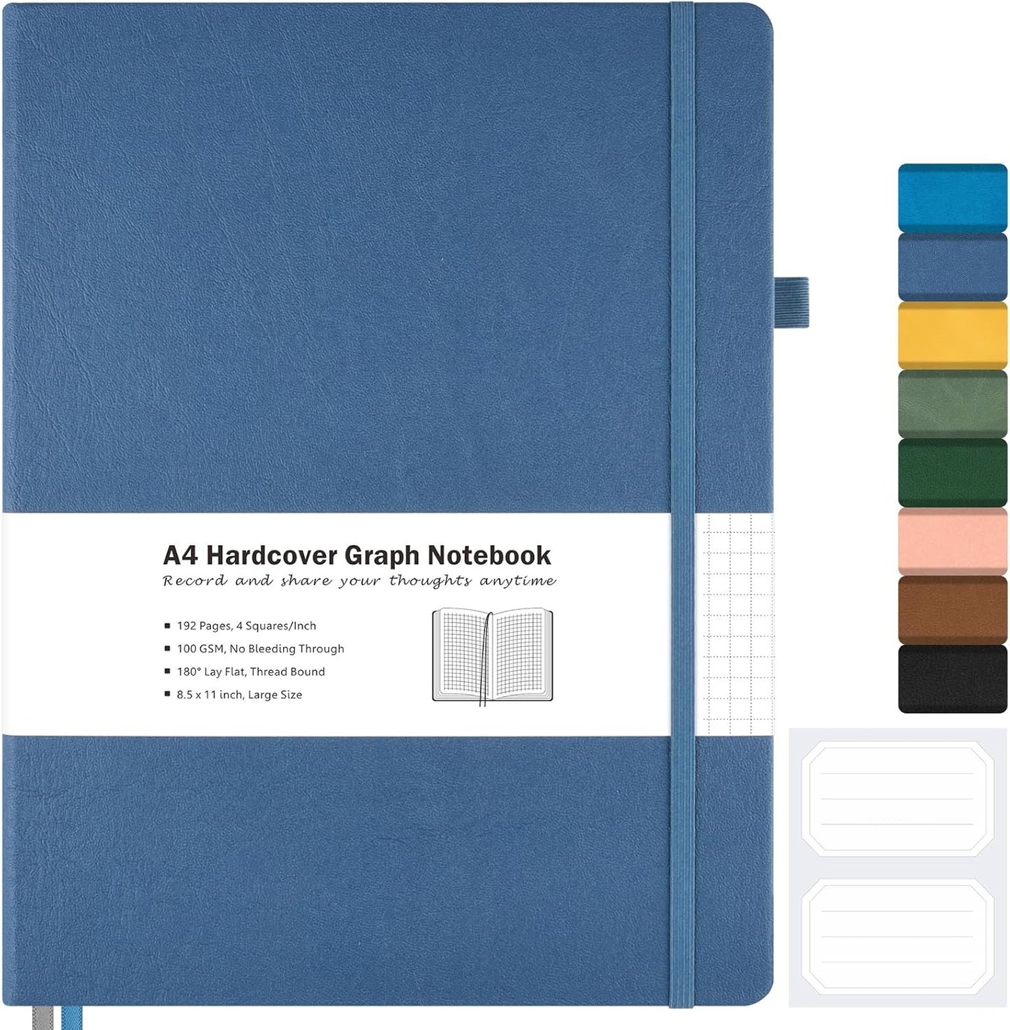 MALEDEN Large Grid Notebook 8.5x11, Thick Paper