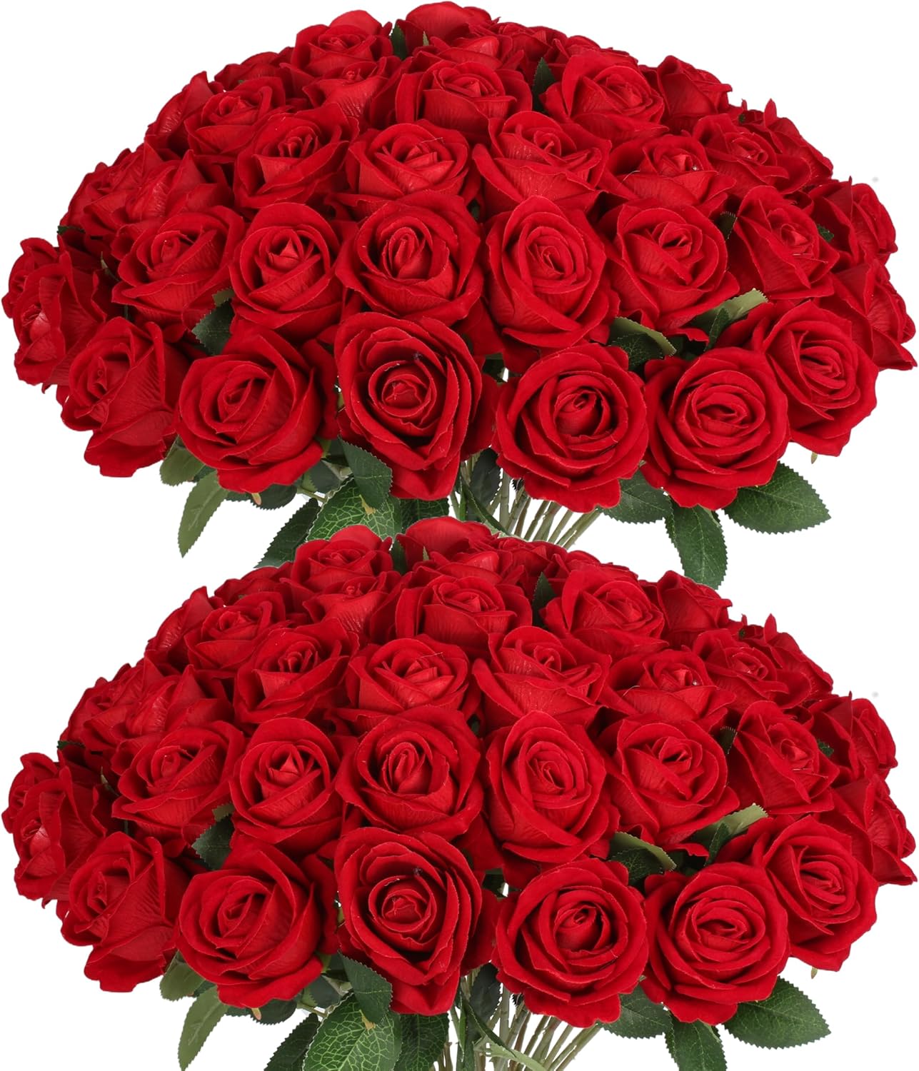 50 PCS Fake Red Roses for Wedding Decoration and Home Decor